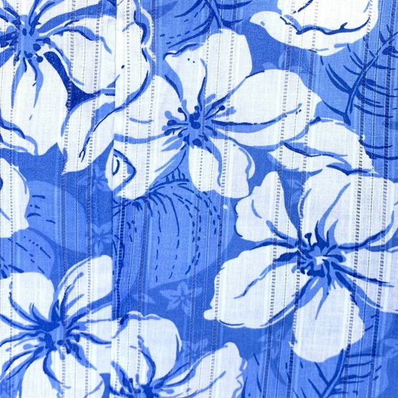 Rebecca Malone Blue Floral Embroidered Split Neck 3/4 Bell Sleeve Top EUC Size L - Picture 5 of 6